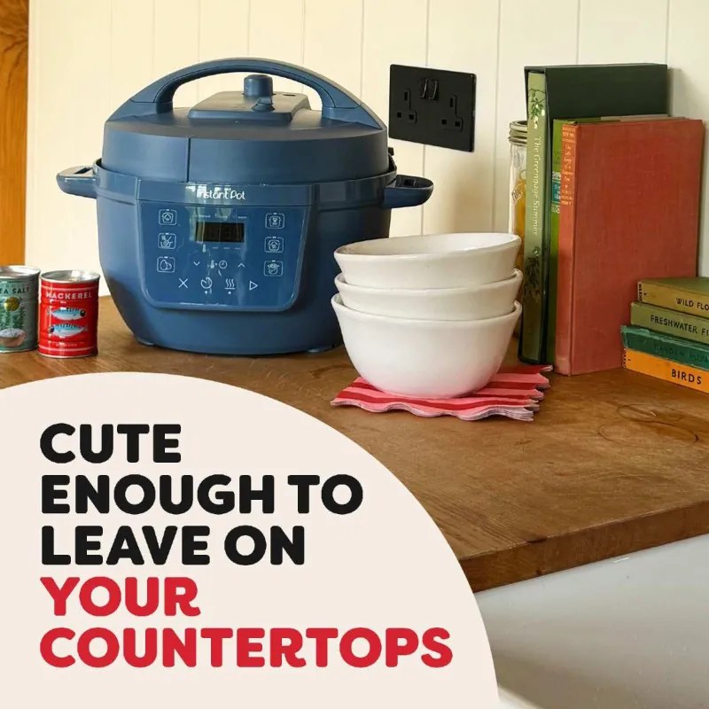 Мултикукър Instant Pot Classic Mini 140800701, 800W, 3.8 л, 7 програми, Favorite бутони, LCD дисплей, Неръждаема стомана, Син