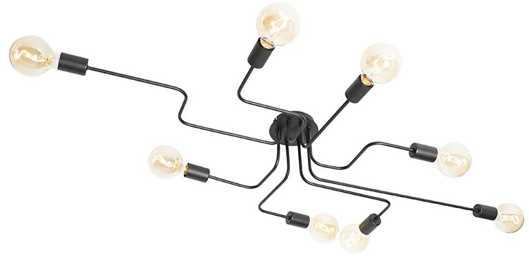 Дизайнерски таванна лампа черна 8-светлини - Facile