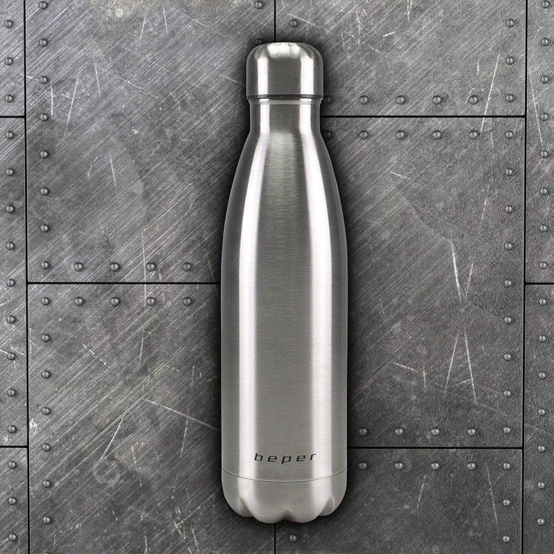 Разопакован: Термо бутилка Beper BI.505, 500 мл, Двойни стени, Без BPA, Неръждаема стомана, Инокс