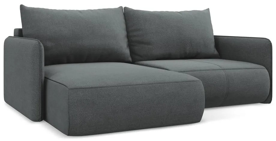 Сив разтегателен ъглов диван с място за съхранение (ляв ъгъл) Nanea – Makamii