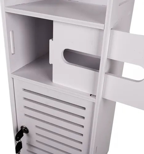 Свободностоящ шкаф за баня, с държач за тоалетна хартия, заключващ, 80x2x2см, компактен и стилен дизайн Ruhhy