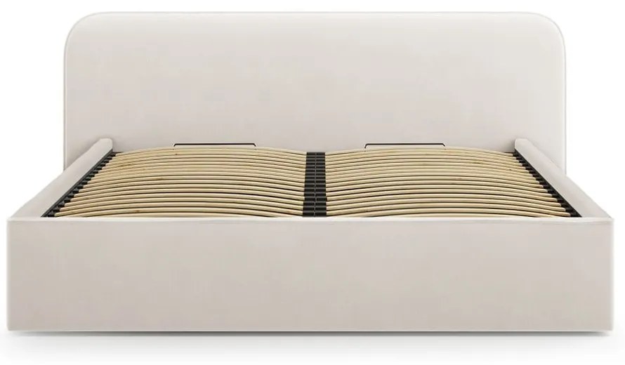 Двойно тапицирано легло с място за съхранение с включена подматрачна рамка в цвят слонова кост 180x200 cm Elizabeth – Micadoni