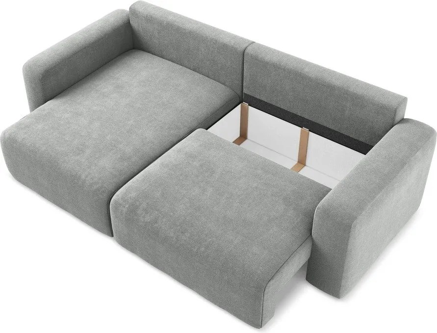 Сив шенилов сгъваем/с място за съхранение ъглов диван (ляв ъгъл) Kona – Makamii