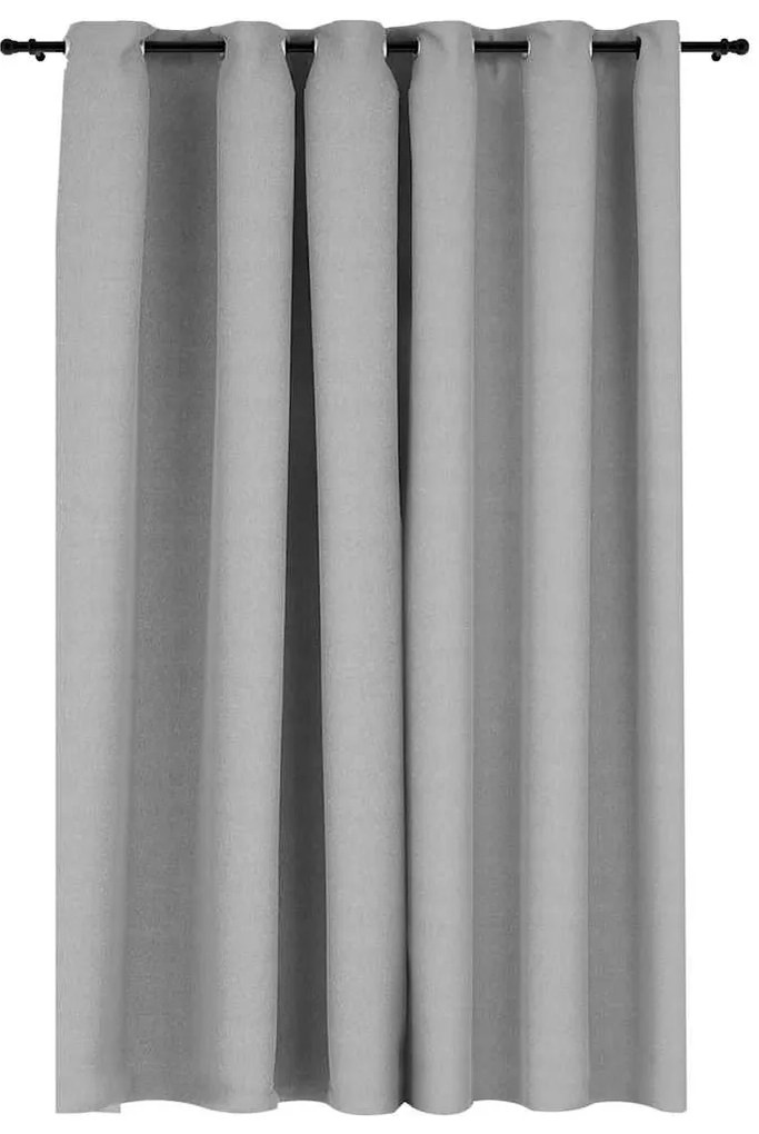 321171 vidaXL Затъмняваща завеса с пръстени имитация лен сива 290x245 см