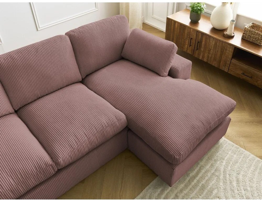 Розов ъглов диван от рипсено кадифе Belair – Bobochic Paris