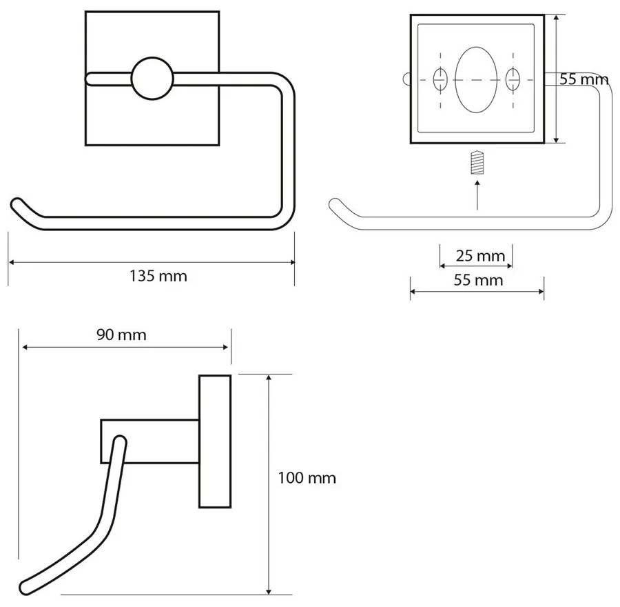 Месингов държач за тоалетна хартия в сребристо X-Square - Sapho