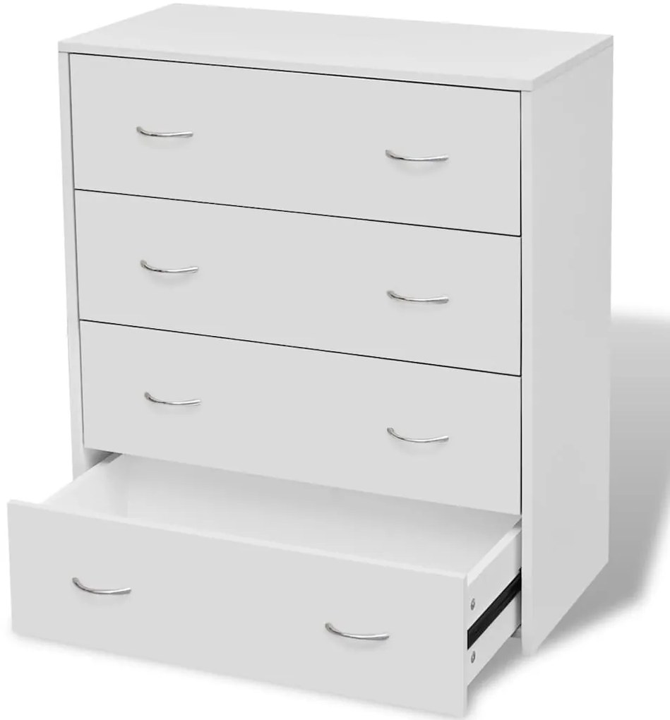 242545 vidaXL Сайдборд с 4 чекмеджета, 60 x 30,5 x 71 см, бял