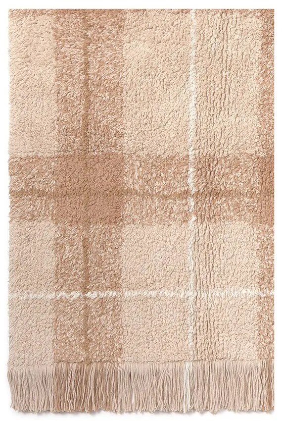 Ръчно изработен светлорозов памучен килим подходящ за пране 140x190 cm Tartan Rose – Lorena Canals