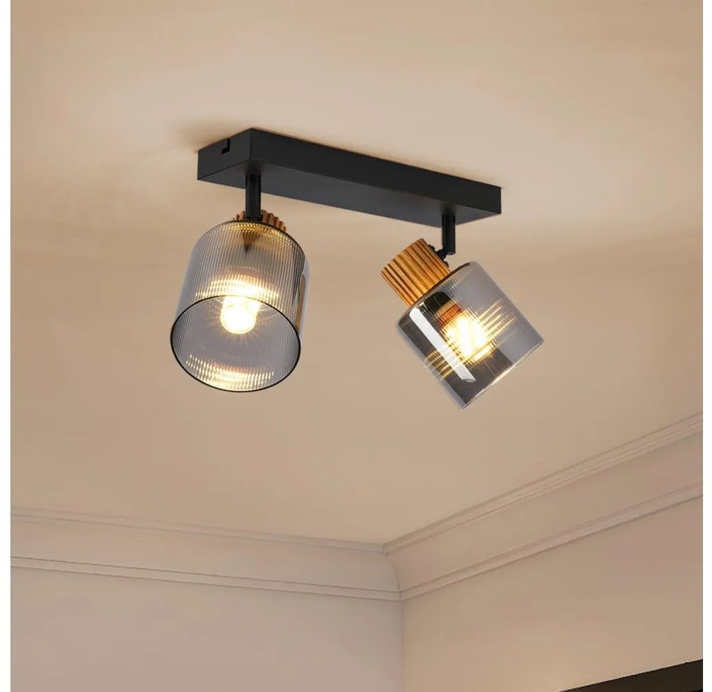 Brilagi - Точково осветително тяло HYGGE 2xE14/15W/230V черно/димчато