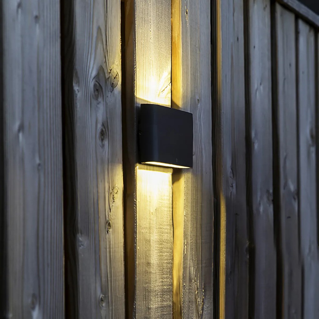 Комплект от 2 външни стенни лампи тъмно сиви 17,5 см с LED - Batt