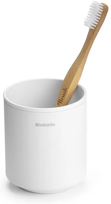 Стойка за четки за зъби Brabantia MindSet 1005685, Лесно почистване, Широк отвор, Минерално покритие, Бял