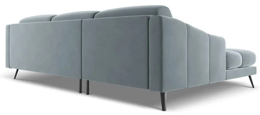 Светлосин кадифен ъглов диван (ляв ъгъл) Nalu – Makamii