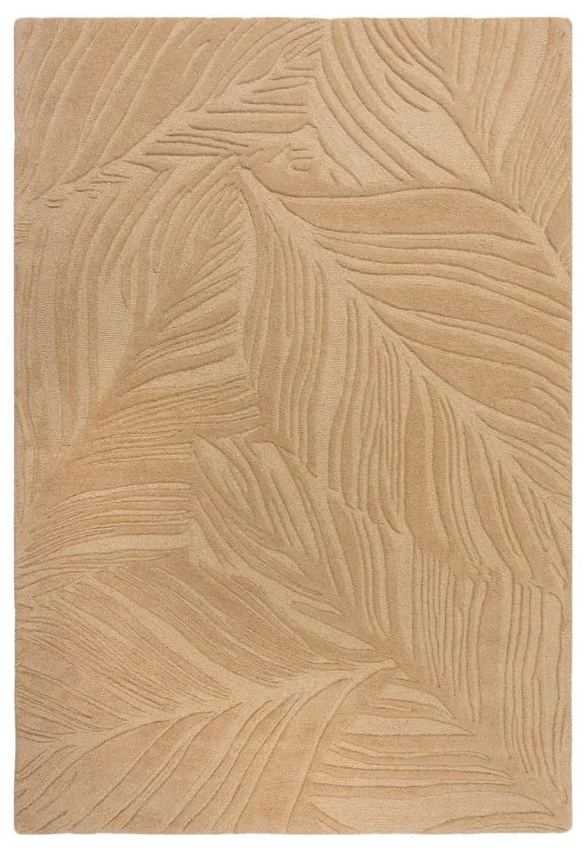 Светлокафяв вълнен килим , 120 x 170 cm Lino Leaf - Flair Rugs