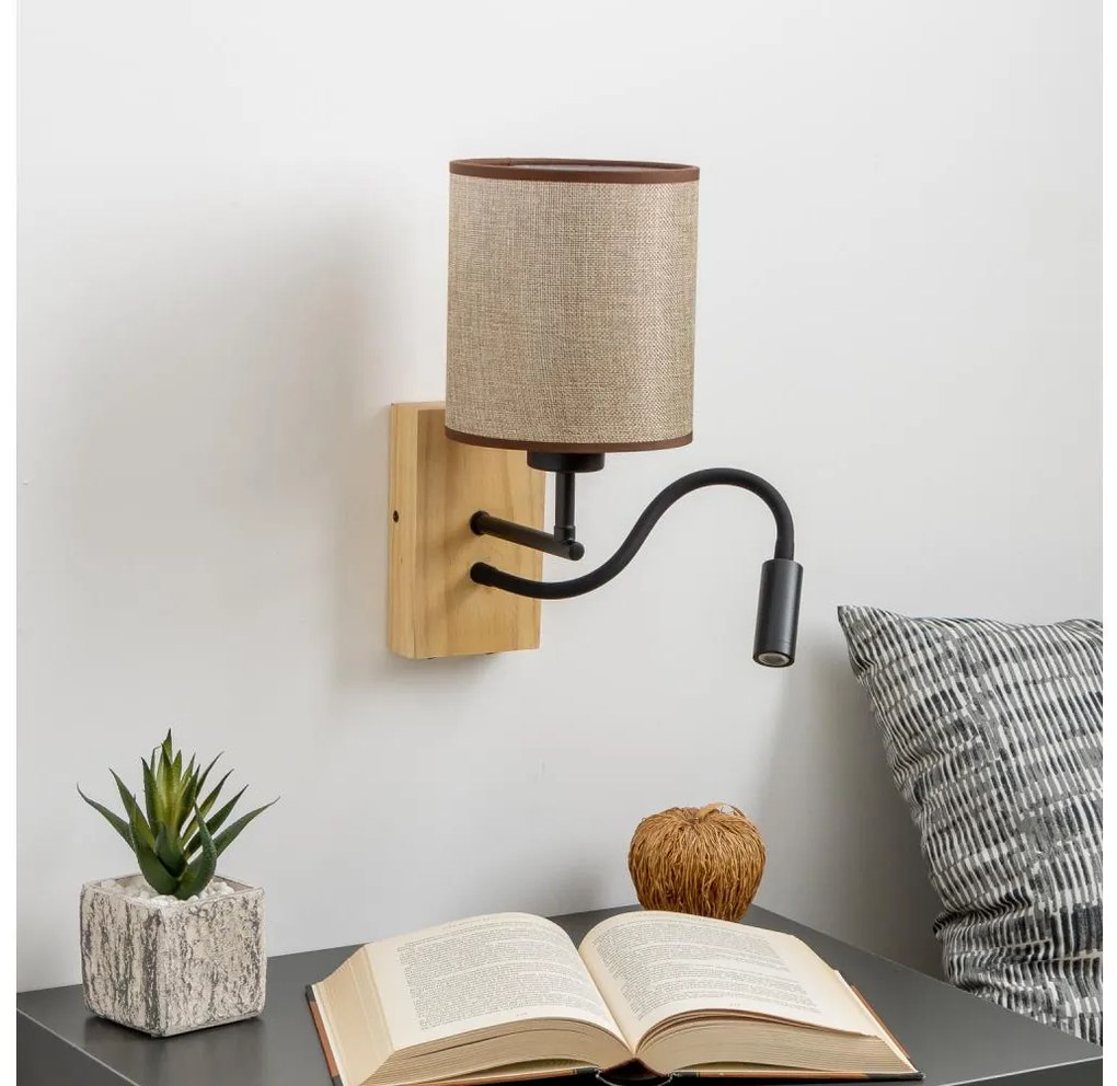 Brilagi - LED Аплик NUBILA WOOD 1xE27/25W/230V + LED/3W дъб/кафяв