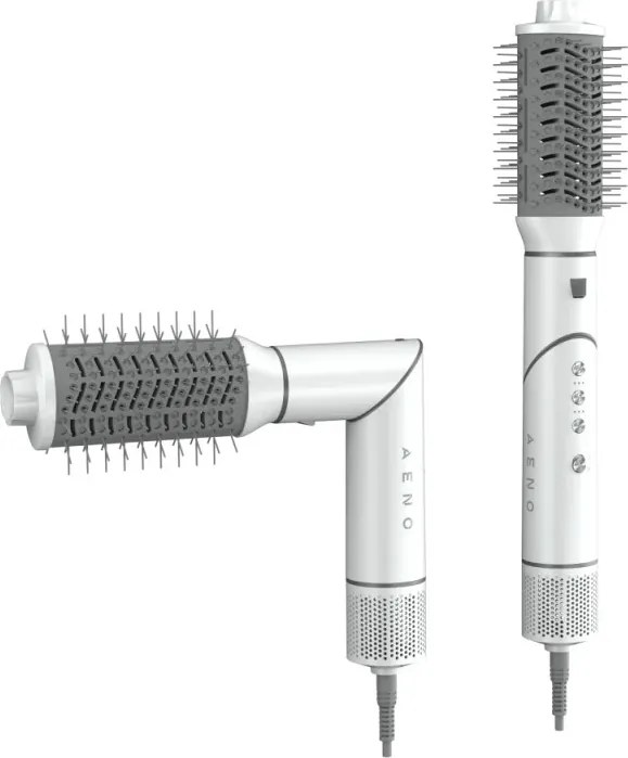 Уред за сушене и стилизиране на коса AENO HS1 AHS0001, 1200W, 4 скорости, 4 нива, 7 приставки, Йонизиране, Бял