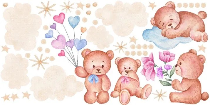 Стикер на стената за деца с плюшени мечета страна 100 x 200 cm