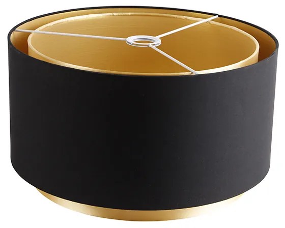 Абажур от плат черен 40/47/26 със златен интериор