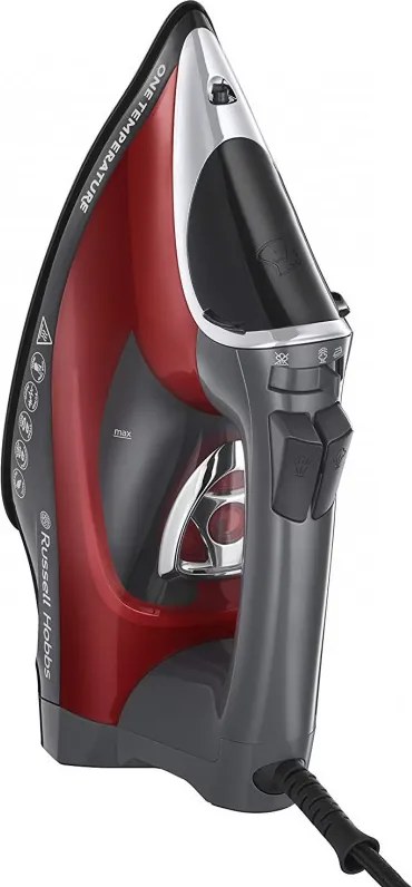 Ютия Russell Hobbs One Temperature 25090-56, 2600 W, Керамична плоча, Една оптимална температура, Самопочистване, 0.35 l, Червен/черен