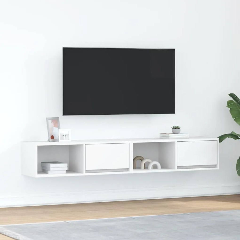 861455 vidaXL ТВ шкафове, 2 бр, бели, 80x31x25,5 см, инженерно дърво