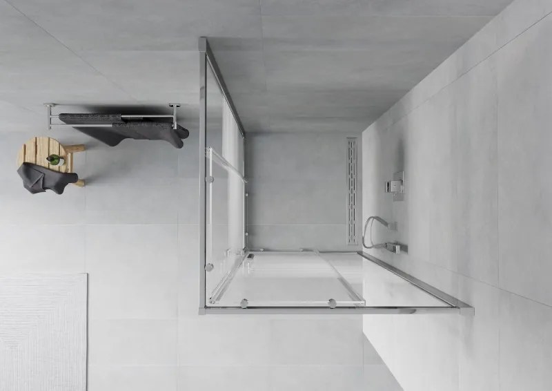 Mexen Rio квадратна душ кабина 80 x 80 см, бели ивици, хром - 860-080-080-01-20