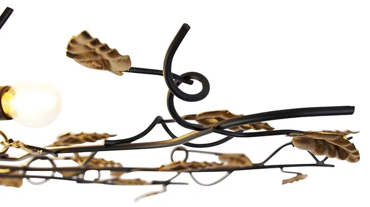 Интелигентна таванна лампа черна със злато 80 см 4-крушки вкл. 4 Wifi P45 - Foglie