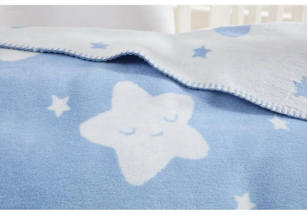 Светлосиньо бебешко одеяло от флийс 100x120 cm Star – Mijolnir