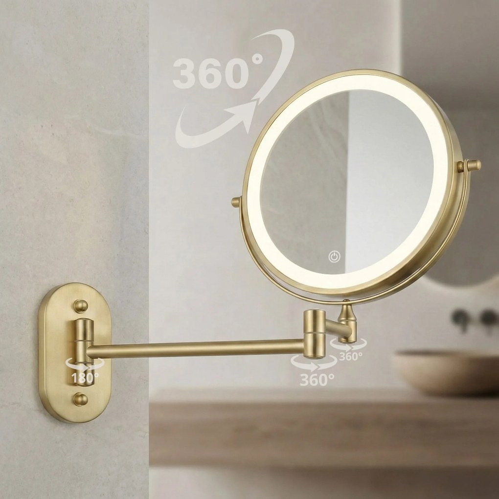 Огледало LED Glow Brush Gold