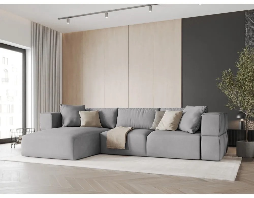 Светлосив ъглов диван, ляв ъгъл Esther – Milo Casa