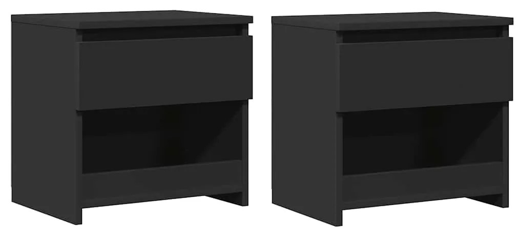803446 vidaXL Нощни шкафчета, 2 бр, черни, 40x30x39 см, инженерно дърво