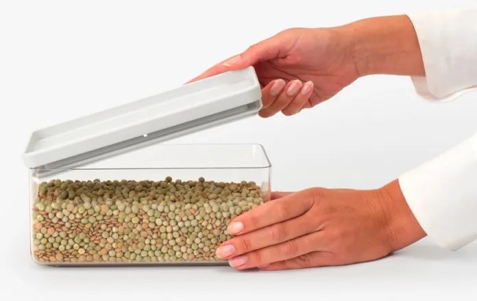 Кутия за съхранение на продукти Brabantia Tasty+ Stackable 1008874, 1.5 л, Силиконово уплътнение, Без BPA, Светлосив