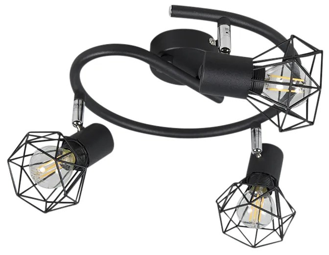 Прожектор в стил арт деко черен регулируем 3-светлина - Mosh