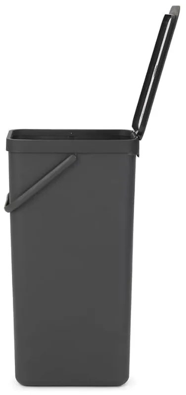 Кош за разделно събиране на боклук Brabantia Sort&Go 1004140, 40 л, Дръжка, Възможност за стенен монтаж, Тъмносив