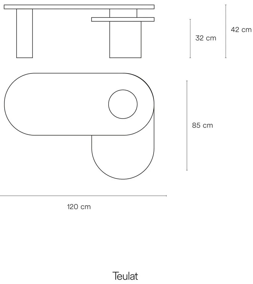 Кремава/в естествен цвят масичка за кафе от декор от ясен 50x120 cm Nori – Teulat
