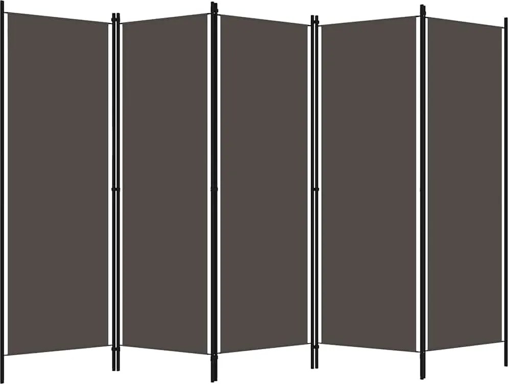 320725 vidaXL Параван за стая, 5 панела, антрацит, 250x180 см