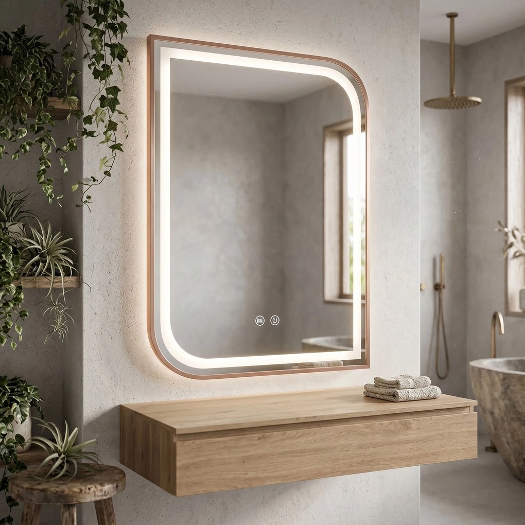Огледало LED ZONE 80x60 BRUSH  ROSE GOLD