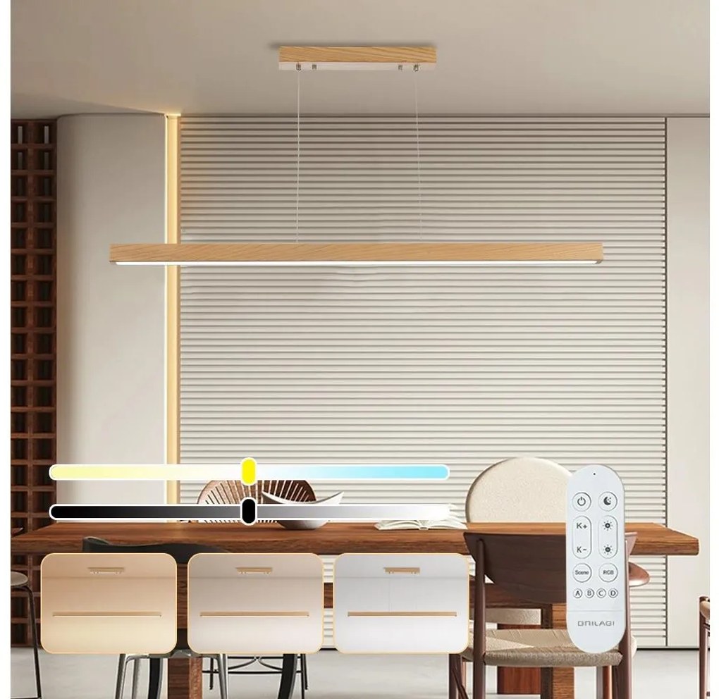 Brilagi - LED димируем полилей на кабел OAK SMART LED/30W/230V Wi-Fi Tuya дъб + дистанционно