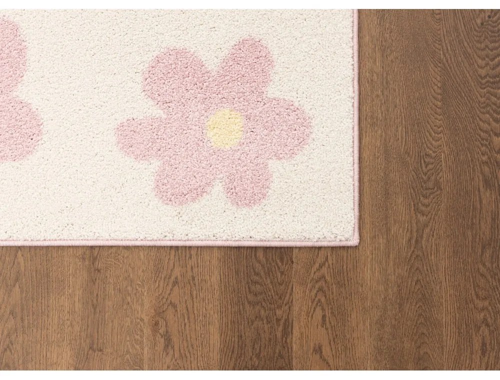 Детски килим в цвят слонова кост и розово 80x150 cm Dazzy Rose – FD