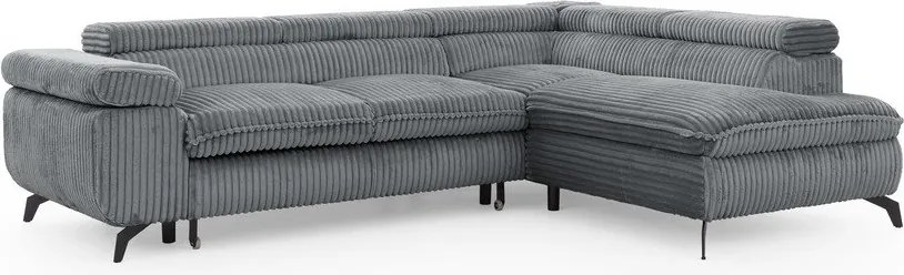 Сив ъглов диван от рипсено кадифе (десен ъгъл L форма) Marbeya – Ropez