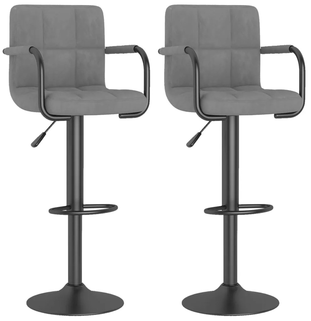 334659 vidaXL Бар табуретки, 2 бр, светлосиви, кадифе