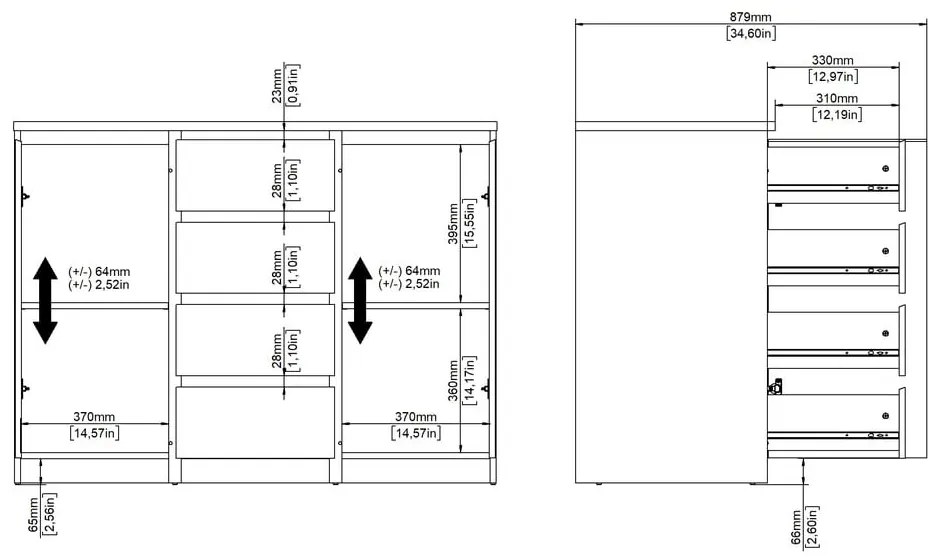Скрин от дъбов декор в естествен цвят 121x91x50 cm Naia – Tvilum
