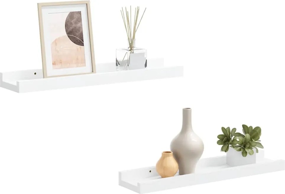 323928 vidaXL Рафтове за фоторамки, 2 бр, бели, 40x9x3 см, МДФ