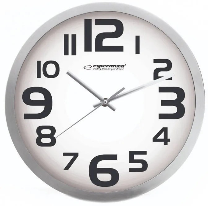 Стенен часовник Esperanza ZURICH, 25 cm, Кварц, Бял