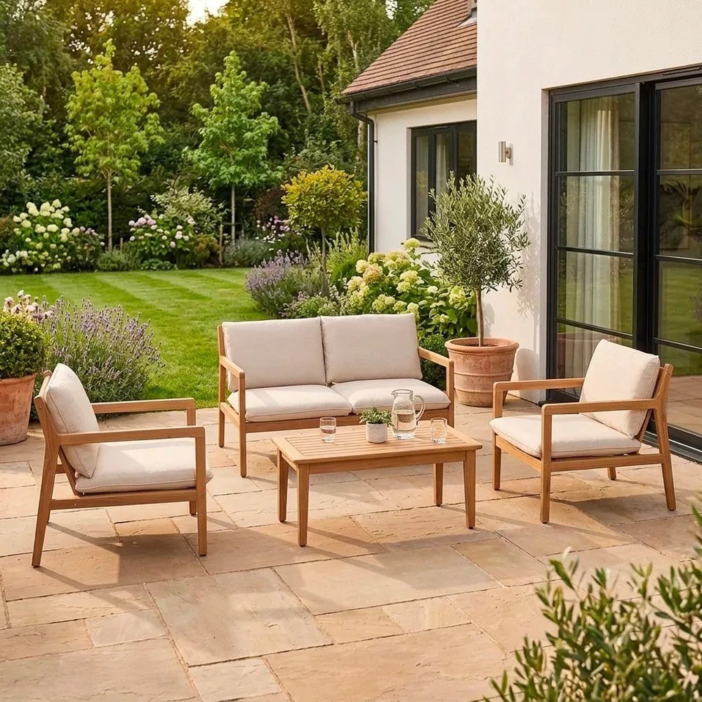 Градински комплект за отдих от масивна акация в естествен цвят за 4 Danubio – Bizzotto