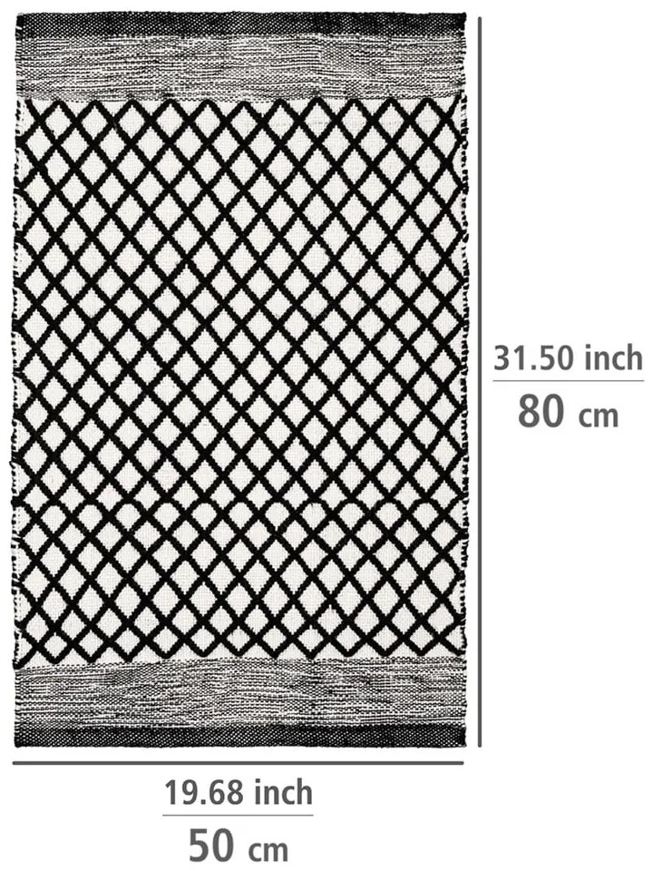 Черно-бял килим за баня от рециклирана пластмаса 50x80 cm Tara – Wenko