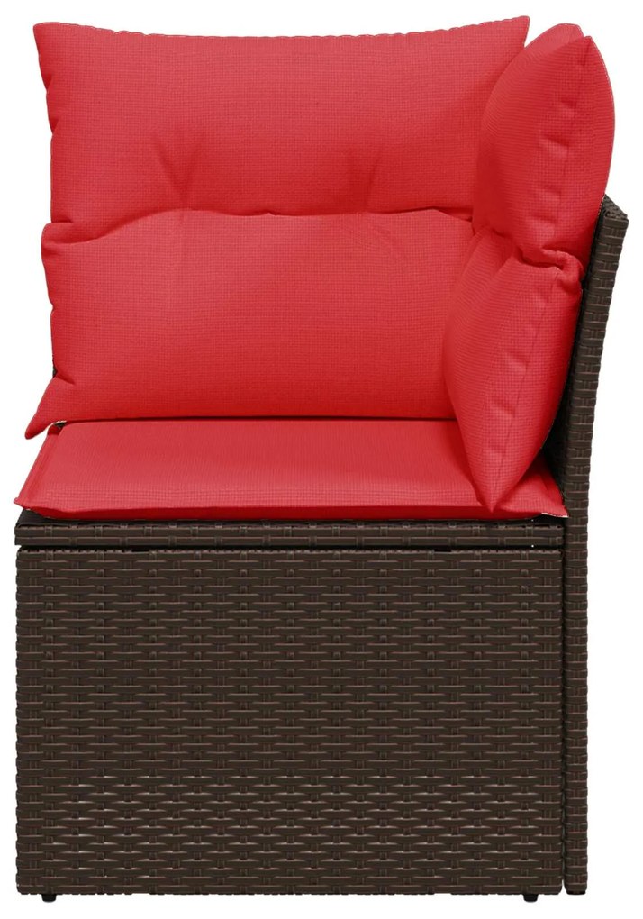 366239 vidaXL Ъглов градински диван с възглавници, кафяв, полиратан