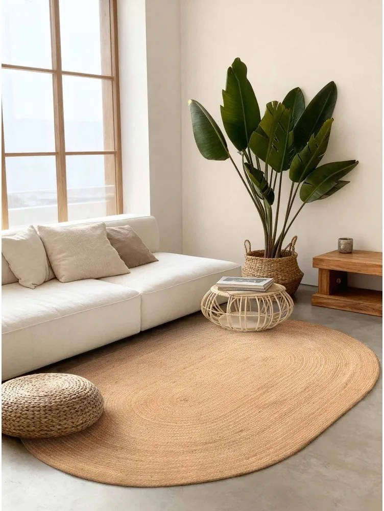 Двустранен ръчно изработен ютен килим в естествен цвят 160x230 cm Braided – Hanse Home