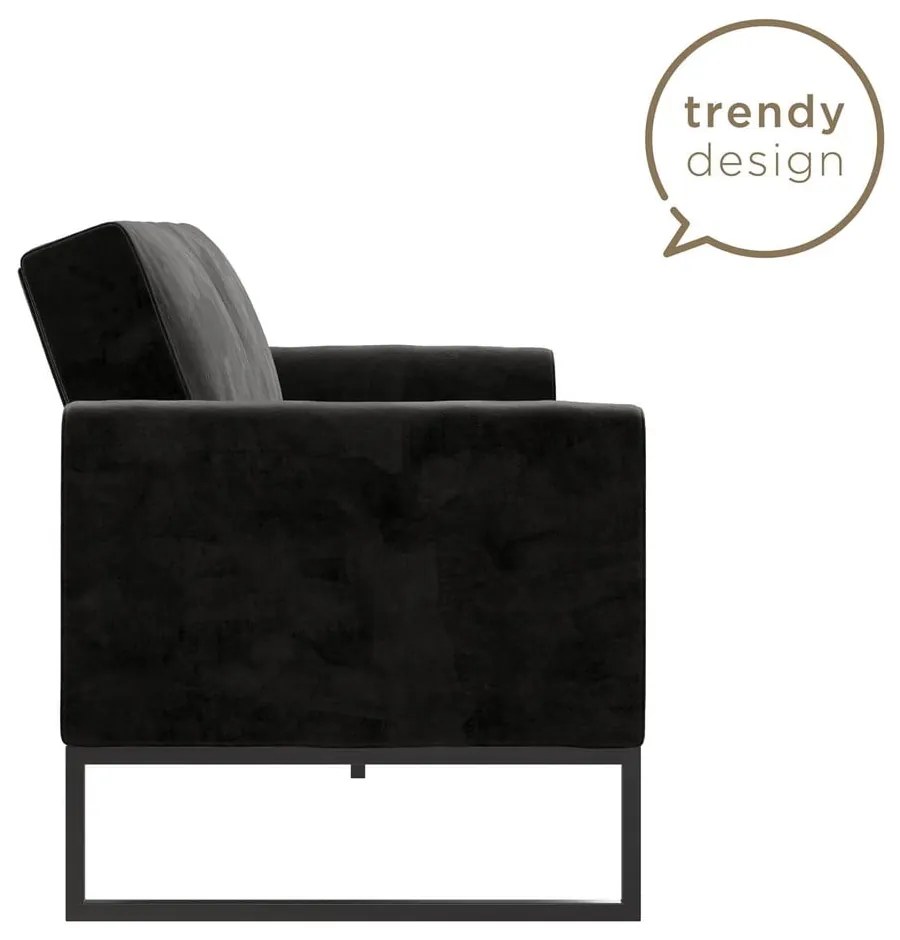 Черен разтегателен диван 217,2 cm Adley - CosmoLiving by Cosmopolitan