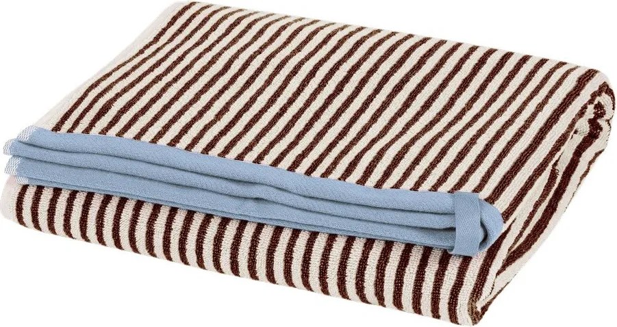 Кафява/кремава памучна хавлиена кърпа от тери 70x140 cm Gobo – noo.ma