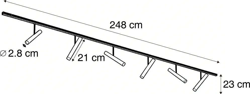 Модерна релсова система черна с 6 бежови прожектора 1-фазна - Slimline Avery