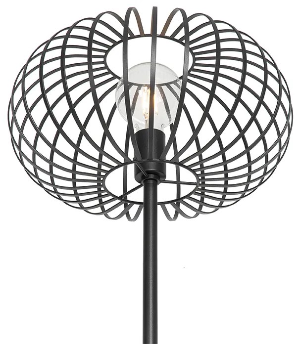 Дизайнерска подова лампа черна тел - Johanna